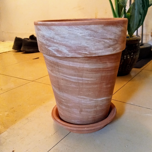 Beautiful white washed Terra Cotta pot